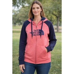 The North Face Zip Hoodie XL Pink Black Athletic Casual Outdoor